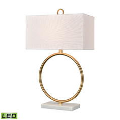Elk Lighting Murphy Aged Brass & White LED Table Lamp with Rectangle Shade