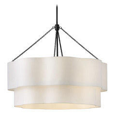 Hinkley Gwen Black LED Pendant Light with Scalloped Shade