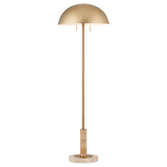 Currey and Company Miles Brass / Natural LED Floor Lamp with Bowl / Dome Shade