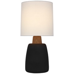 Barbara Barry Aida Table Lamp in Black & Oak by Visual Comfort Signature