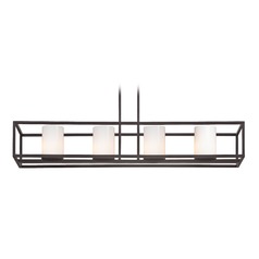 Bronze Linear Chandelier with Cylindrical Shade