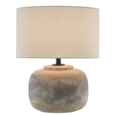 Currey and Company Beton Antique Earth Table Lamp with Drum Shade