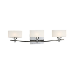 Modern Bathroom Light with White Glass in Polished Chrome Finish