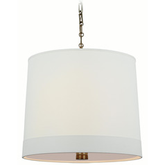 Visual Comfort Signature Collection Simple Banded Bronze Pendant Light with Drum Shade