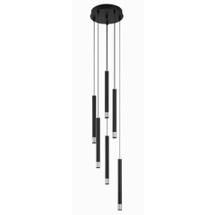 George Kovacs Wand Coal & Brushed Nickel LED Multi-Light Pendant with Cylindrical Shade