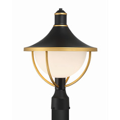 Crystorama Lighting Atlas Matte Black, Textured Gold Post Light