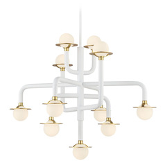 George Kovacs Tubular Matte White & Honey Gold LED Chandelier