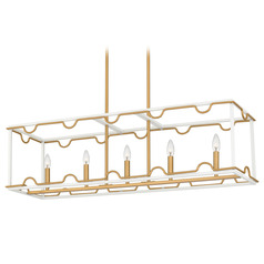 Quoizel Lighting Brinkman Matte White & Brushed Weathered Brass Island Light