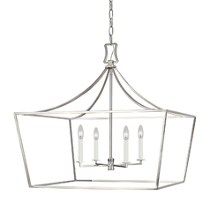 Chapman & Meyers 28-Inch Southold Polished Nickel Linear Hanging Lantern by Visual Comfort Studio