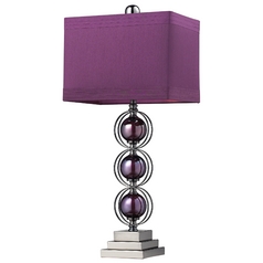 Modern Table Lamp with Purple Shade in Purple / Black Nickel Finish