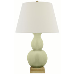 Visual Comfort Signature Collection Gourd Form Celadon Crackle Table Lamp with Empire Shade