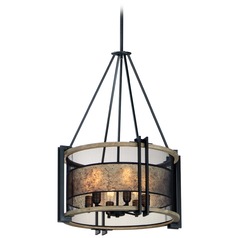 Boundry Black / Barn Wood / Antique Brass Chandelier by Maxim Lighting