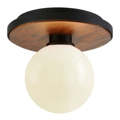 Cadet Black and Natural Acacia Semi-Flush Mount by Troy Lighting