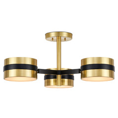 Currey and Company Clarence Mallari Heybrook Polished Brass / Black LED Semi-Flushmount Light