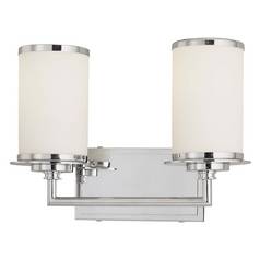 Modern Bathroom Light with White Glass in Chrome by Minka Lavery