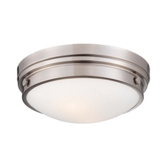 Flush Mount with White Glass by Minka Lavery