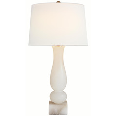 Visual Comfort Signature Collection Balustrade Alabaster Table Lamp with Drum Shade