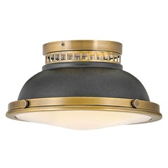 Emery 12.75-Inch Heritage Brass & Aged Zinc Flush Mount by Hinkley Lighting