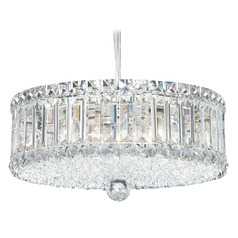 Schonbek Worldwide Lighting Plaza Polished Stainless Steel Pendant Light with Drum Shade