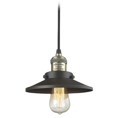 Railroad Black Antique Brass Mini Pendant by Innovations Lighting