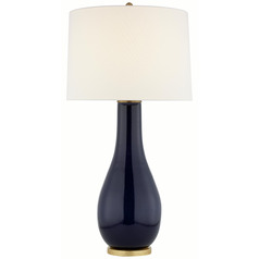 Visual Comfort Signature Collection Orson Denim Porcelain Table Lamp with Drum Shade