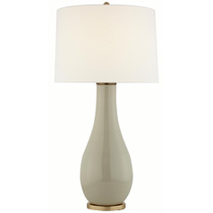 Visual Comfort Signature Collection Orson Coconut Porcelain Table Lamp with Drum Shade