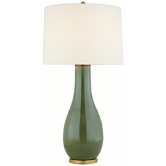 Visual Comfort Signature Collection Orson Shellish Kiwi Table Lamp with Drum Shade
