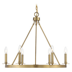 26-Inch Wide Chandelier in Natural Brass by Meridian