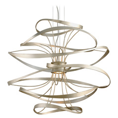 Corbett Lighting Calligraphy Silver Leaf & Polished Stainless LED Pendant Light