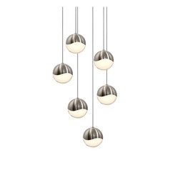 Grapes Satin Nickel 6-Light LED Multi-Light Pendant by Sonneman Lighting