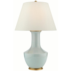 Visual Comfort Signature Collection Lambay Table Ice Blue Porcelain Table Lamp with Empire Shade