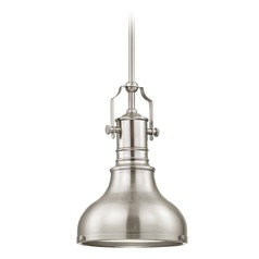 Farmhouse Metal Mini-Pendant Satin Nickel 8.63-Inch Wide