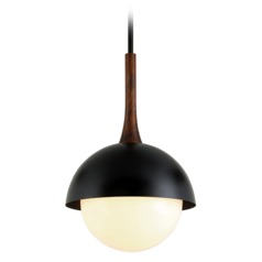 Cadet Black and Natural Acacia Pendant by Troy Lighting