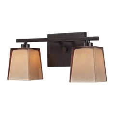 Bathroom Light with Brown Glass in Oiled Bronze Finish