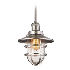 Elk Lighting Seaport Satin Nickel Mini-Pendant Light with Bowl / Dome Shade
