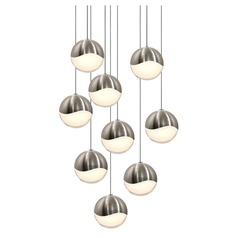 Grapes Satin Nickel 9-Light LED Multi-Light Pendant by Sonneman Lighting