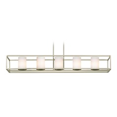 Satin Nickel Linear Chandelier with Cylindrical Shade