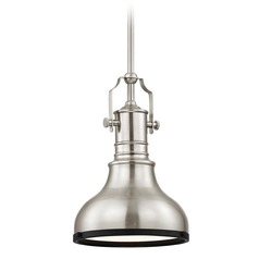 Farmhouse Metal Mini-Pendant Satin Nickel and Black 8.63-Inch Wide