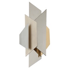 Modernist Sconce in Polished Stainless with Silver & Gold Leaf by Corbett Lighting