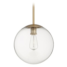 Aged Brass Pendant with Globe Shade by Quorum Lighting
