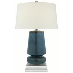 Visual Comfort Signature Collection Parisienne Oslo Blue Table Lamp with Drum Shade