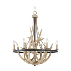 Rustic Black Chandelier with Faux Antlers by Quoizel Lighting