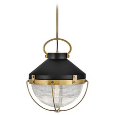 Crew 16-Inch Heritage Brass & Black Pendant by Hinkley Lighting