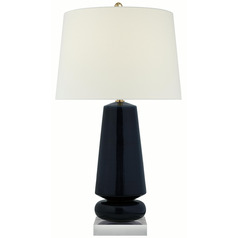 Visual Comfort Signature Collection Parisienne Denim Porcelain Table Lamp with Drum Shade