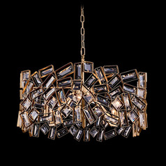 Allegri Crystal Inclanata Winter Brass Pendant Light with Drum Shade