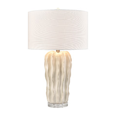 Elk Lighting Genesee White Glazed & Clear Table Lamp with Drum Shade