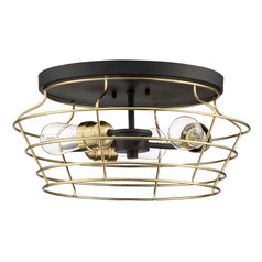 Thatcher Flat Black & Satin Brass Flush Mount by Craftmade Lighting