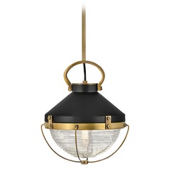Crew 12-Inch Heritage Brass & Black Pendant by Hinkley Lighting