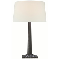 Visual Comfort Signature Collection Strie Aged Iron Table Lamp with Drum Shade