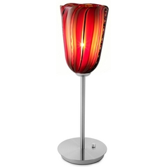 Amore Satin Nickel Table Top Torchiere Lamp by Oggetti Lighting